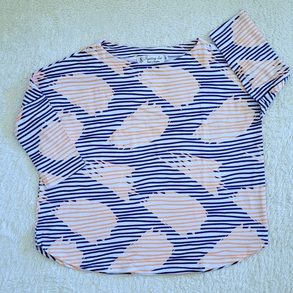 Fighting Eel Tops - Fighting🤼‍♀️ Eel Top Ayako in Navy Stripe Modal - NWT